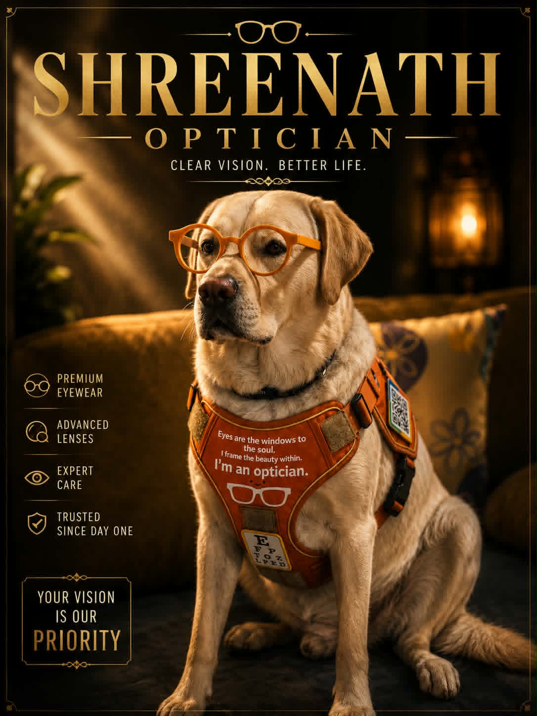 Shreenath Optician mascot in premium eyewear